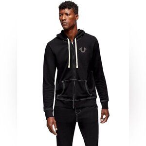 True Religion Black Zip Up Hoodie Size 2XL